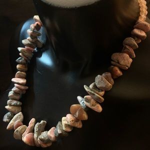 Rhodochrosite And Glass Chip Beaded Necklace